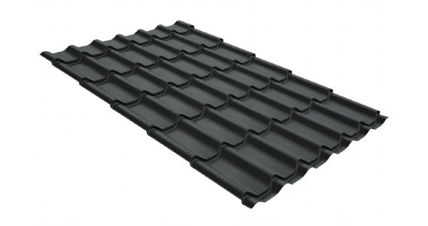 Металлочерепица классик GL 0,5 GreenCoat Pural Matt RR 23 темно-серый (RAL 7024 мокрый асфальт) купить в Малоярославце