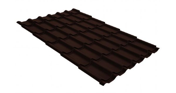 Металлочерепица классик GL 0,5 GreenCoat Pural Matt RR 887 шоколадно-коричневый (RAL 8017 шоколад) купить в Малоярославце