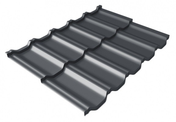 Металлочерепица модульная Квинта Uno Grand Line c 3D резом 0,5 Satin Мatt RAL 7024 мокрый асфальт купить в Малоярославце