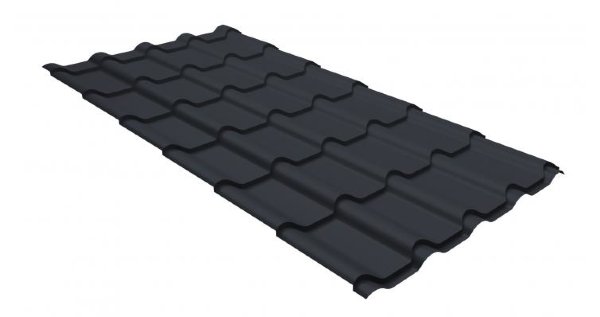 Металлочерепица камея GL 0,5 GreenCoat Pural RR 23 темно-серый (RAL 7024 мокрый асфальт) купить в Малоярославце