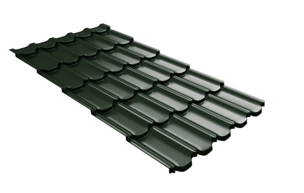 Металлочерепица квинта плюс с 3D резом 0,5 GreenСoat Pural RR 11 темно-зеленый (RAL 6020 хромовая зелень) купить в Малоярославце
