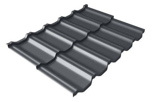 Металлочерепица модульная Квинта Uno Grand Line c 3D резом 0,45 PE RAL 7024 мокрый асфальт купить в Малоярославце