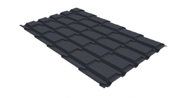 Металлочерепица GL квадро профи 0,5 GreenCoat Pural RR 23 темно-серый (RAL 7024) мокрый асфальт купить в Малоярославце