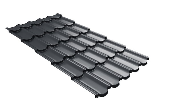 Металлочерепица квинта плюс с 3D резом 0,5 Satin RAL 7024 мокрый асфальт купить в Малоярославце