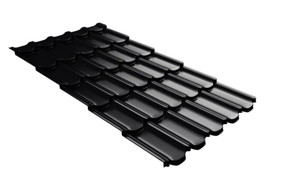 Металлочерепица квинта плюс с 3D резом 0,5 Satin RAL 9005 черный купить в Малоярославце