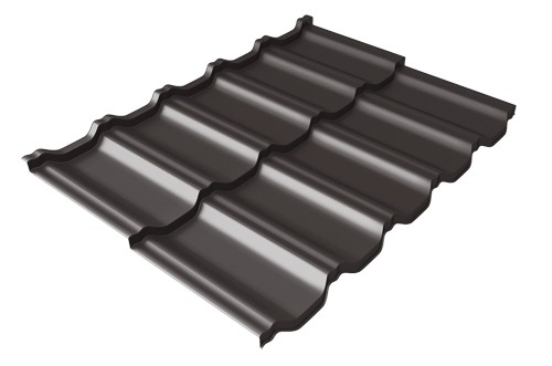 Металлочерепица модульная Квинта Uno Grand Line c 3D резом 0,5 Satin RR 32 темно-коричневый купить в Малоярославце
