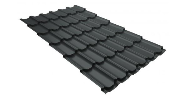 Металлочерепица квинта плюс 0,5 GreenCoat Pural RR 23 темно-серый (RAL 7024 мокрый асфальт) купить в Малоярославце