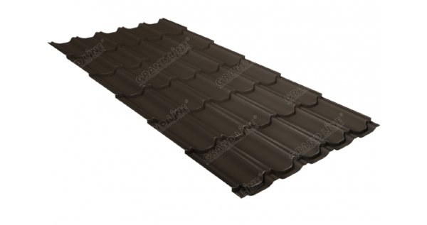 Металлочерепица квинта плюс 0,5 GreenCoat Pural Matt RR 32 темно-коричневый (RAL 8019 серо-коричневый) купить в Малоярославце